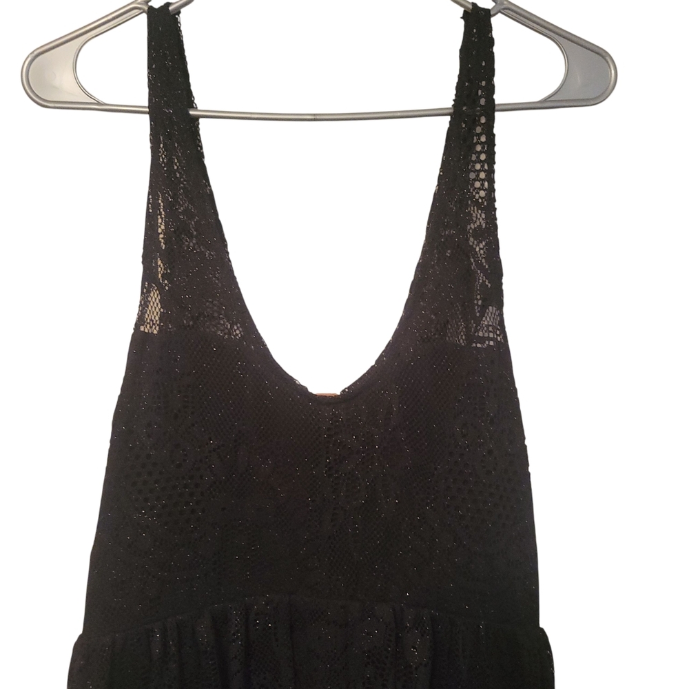 NWT Free People Kristal Salinas Foil Gold Black Lace Festival Dress, Size 6 - Picture 7 of 8